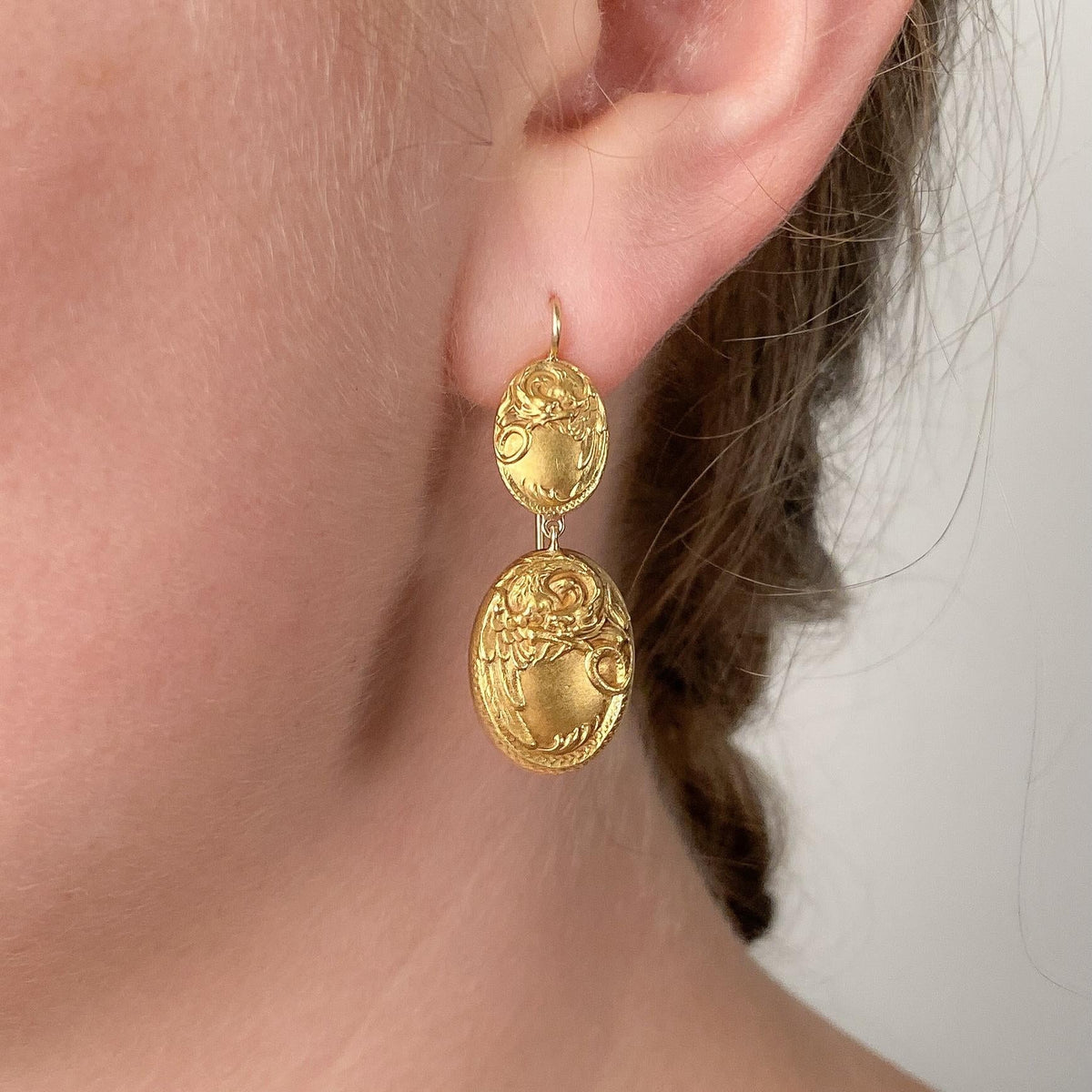Antique Griffin Earrings of 14k Gold - Trademark Antiques