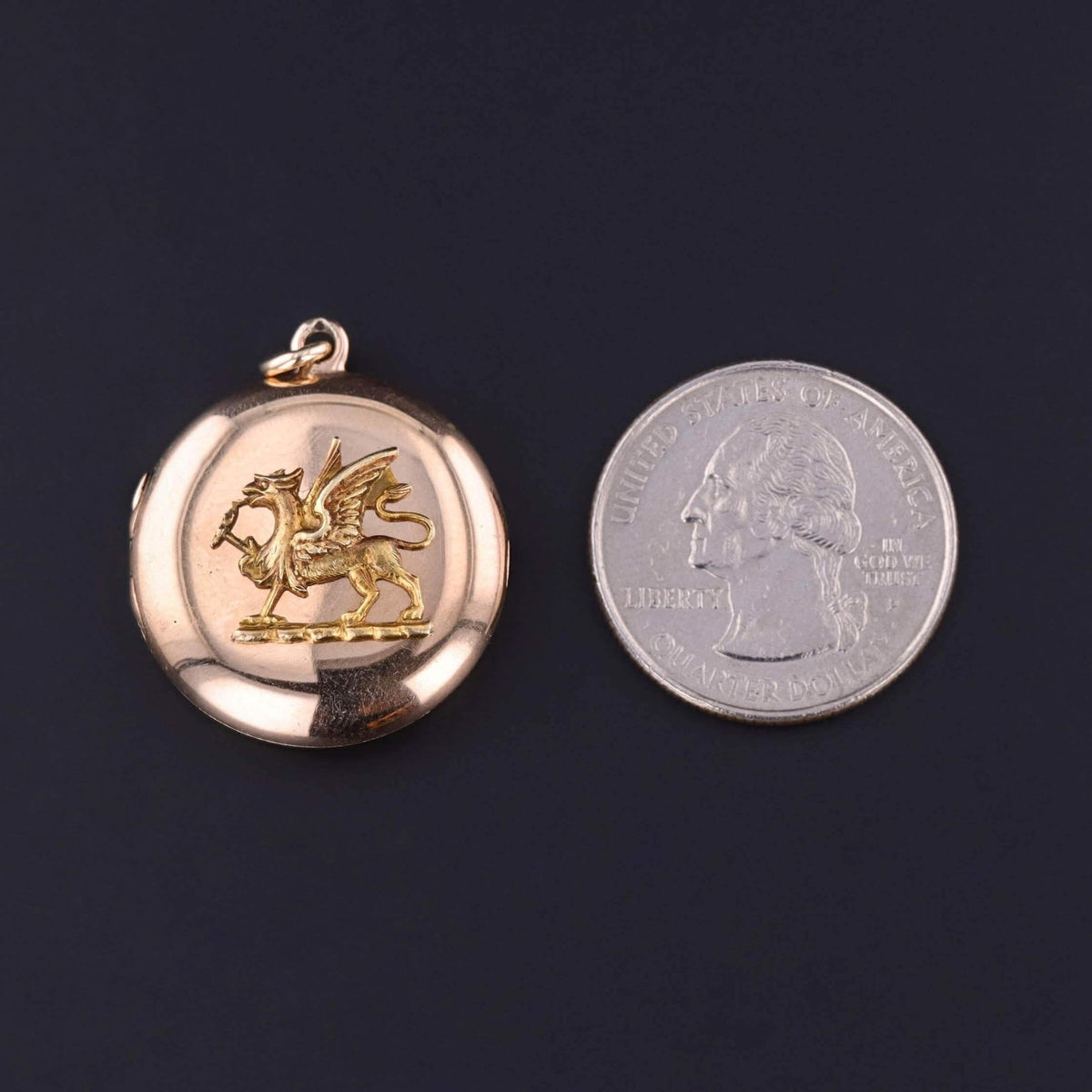 Antique Griffin Locket of 10k Gold - Trademark Antiques