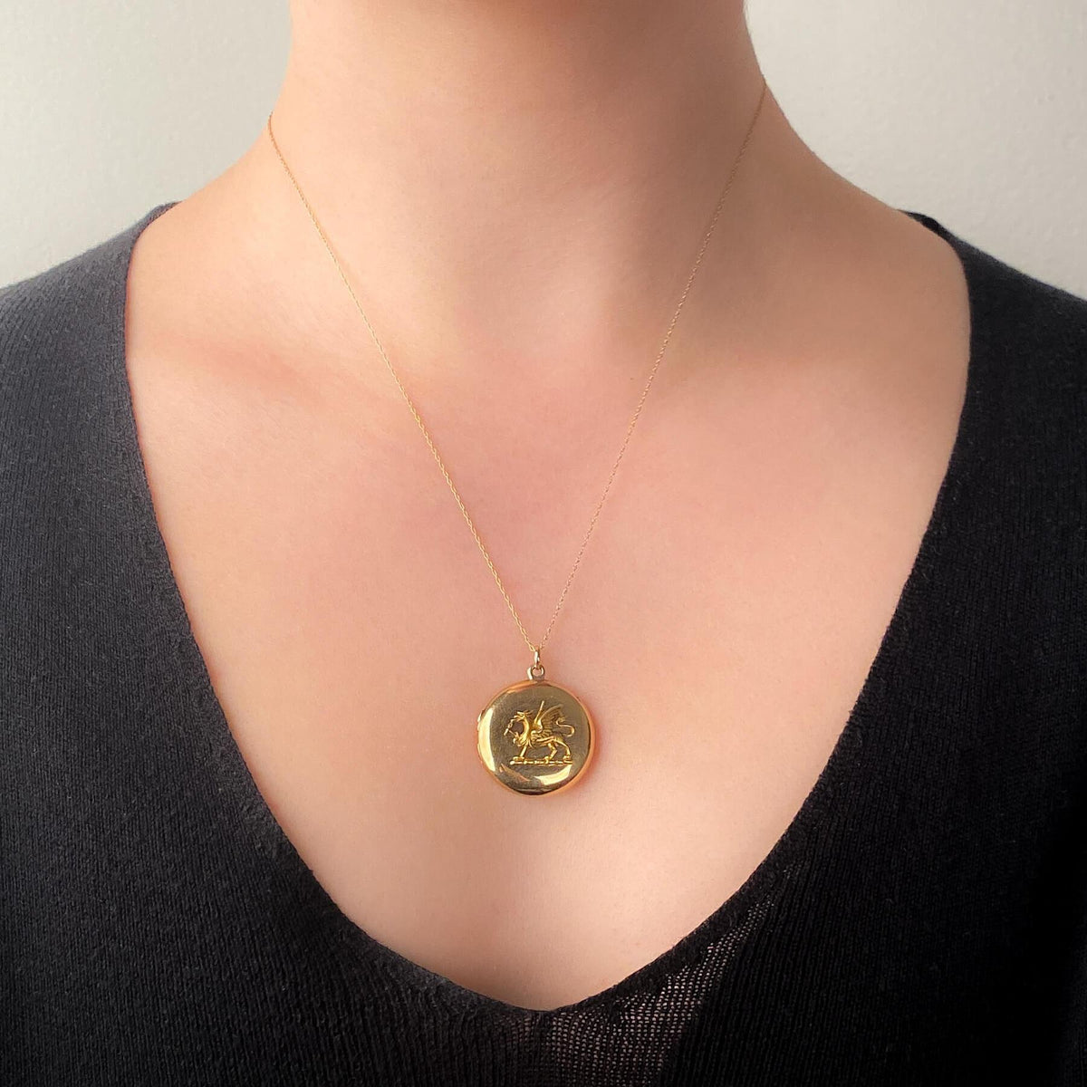 Antique Griffin Locket of 10k Gold - Trademark Antiques
