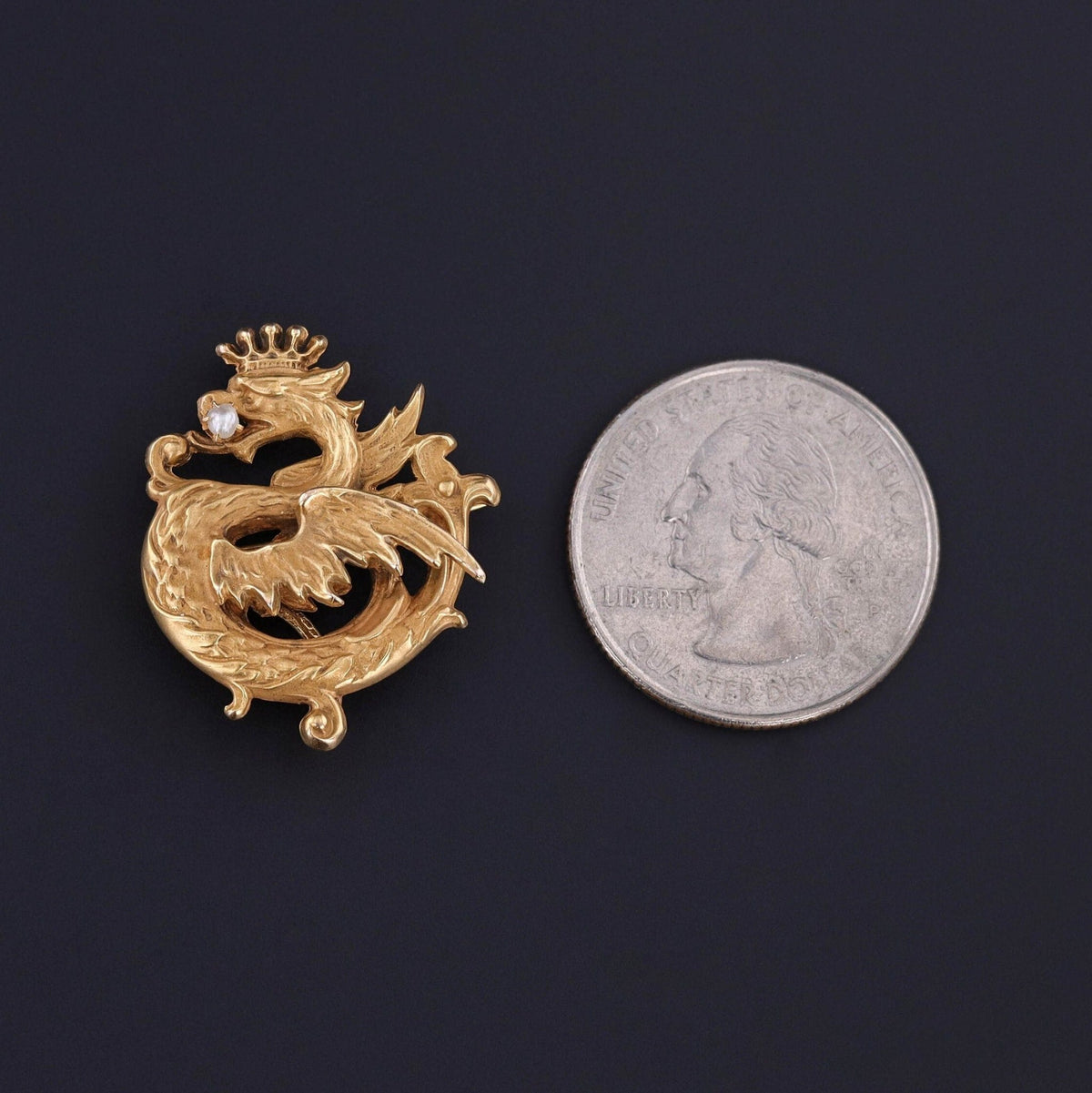 Antique Griffin or Dragon Brooch of 10k Gold - Trademark Antiques