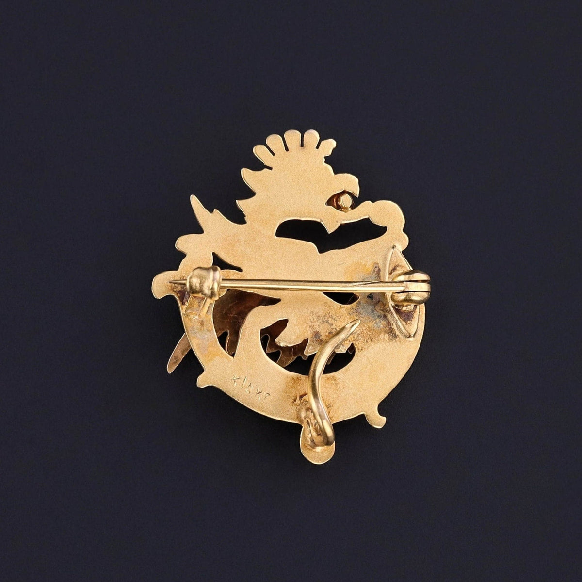 Antique Griffin or Dragon Brooch of 10k Gold - Trademark Antiques
