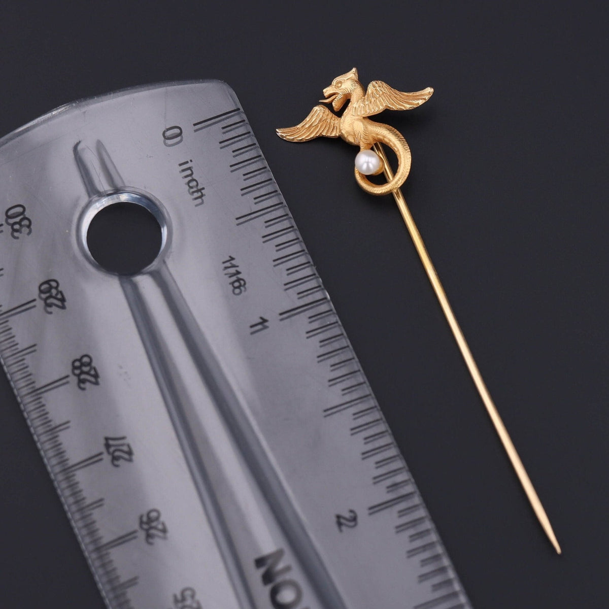 Antique Griffin or Dragon Stickpin of 14k Gold - Trademark Antiques