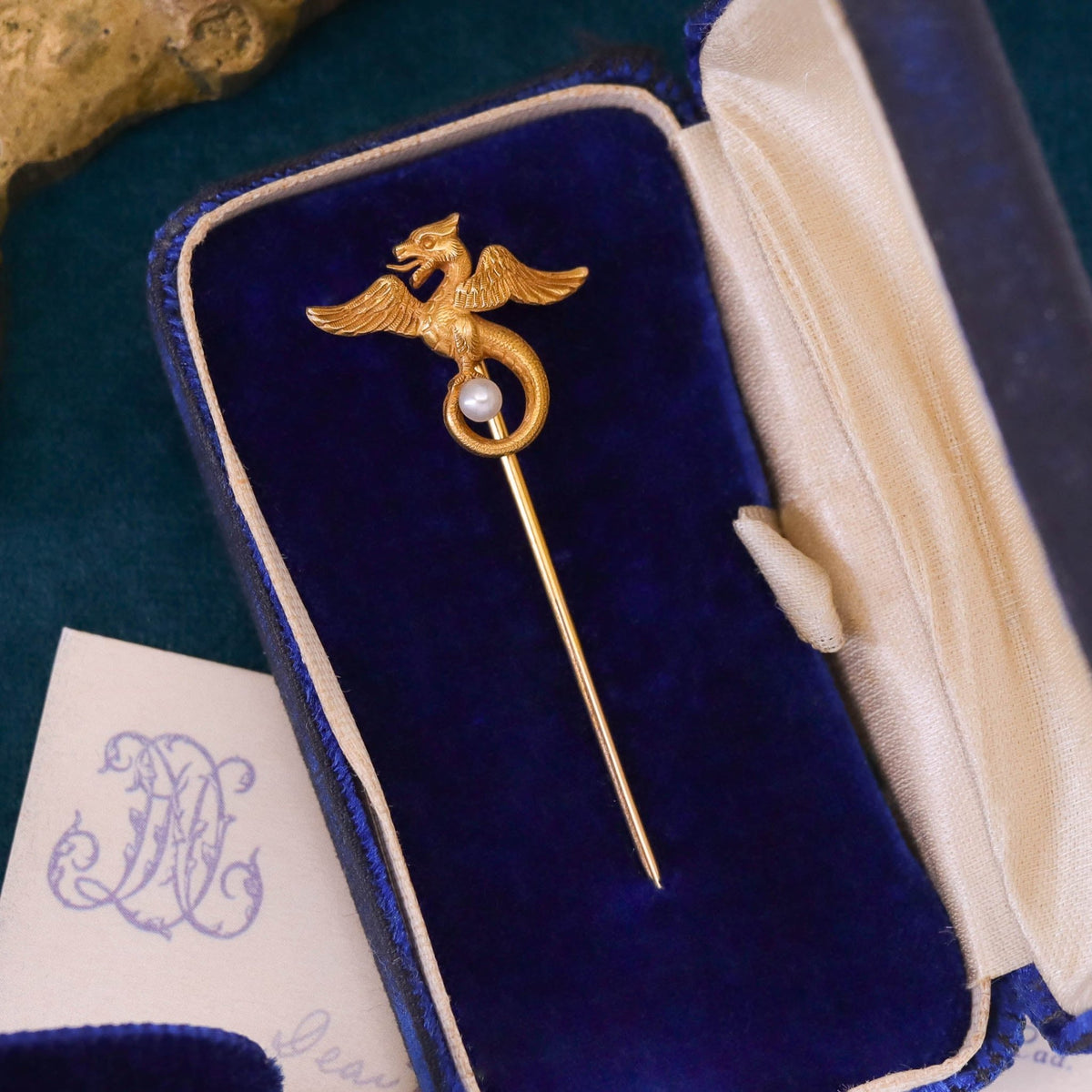 Antique Griffin or Dragon Stickpin of 14k Gold - Trademark Antiques
