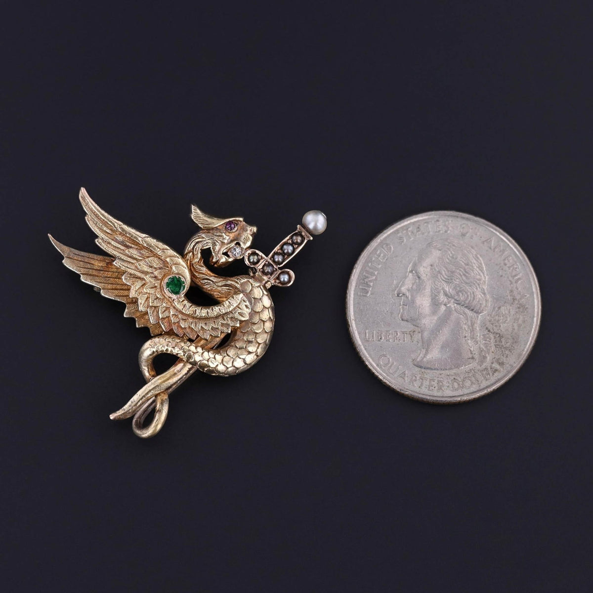 Antique Griffin Pin of 14k Gold - Trademark Antiques