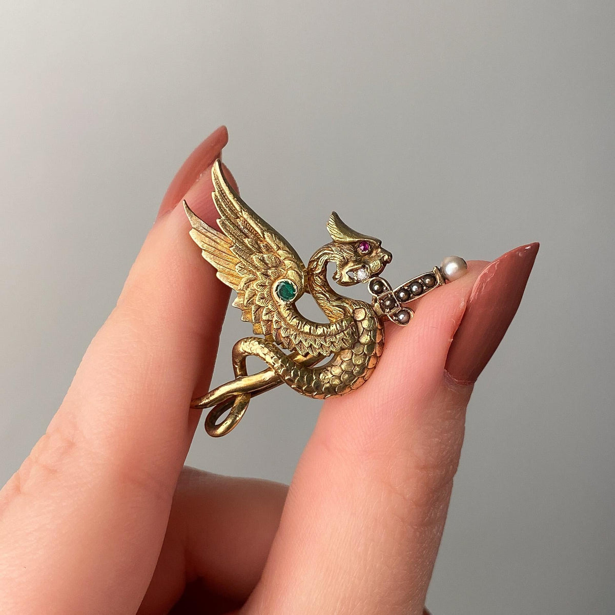 Antique Griffin Pin of 14k Gold - Trademark Antiques