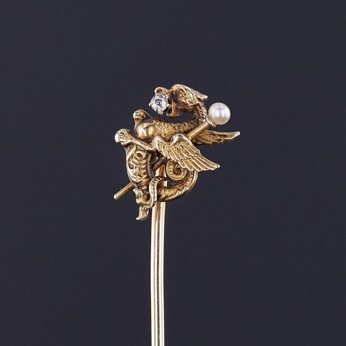 Antique Griffin Stickpin of 12ct Gold - Trademark Antiques