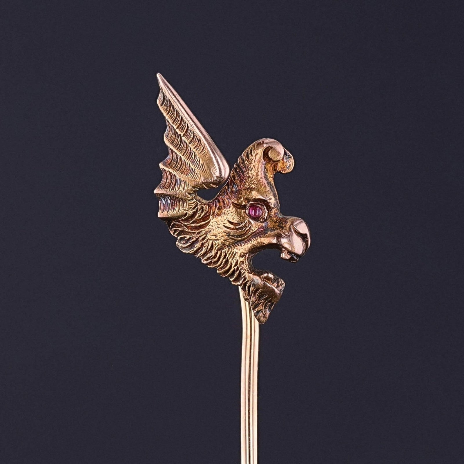 Antique Gryphon Head Stickpin of 14k Gold - Trademark Antiques