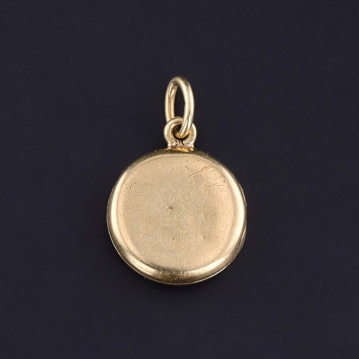 Antique Guilloche Enamel Locket Charm of 15k Gold - Trademark Antiques