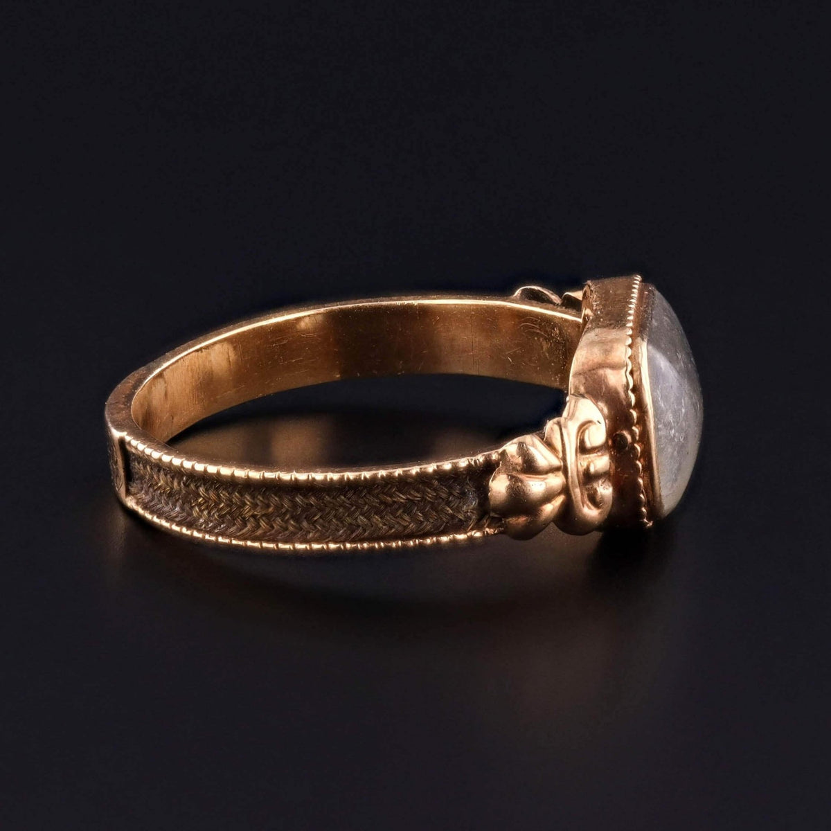 Antique Hairwork Pansy Ring of 18k Gold - Trademark Antiques