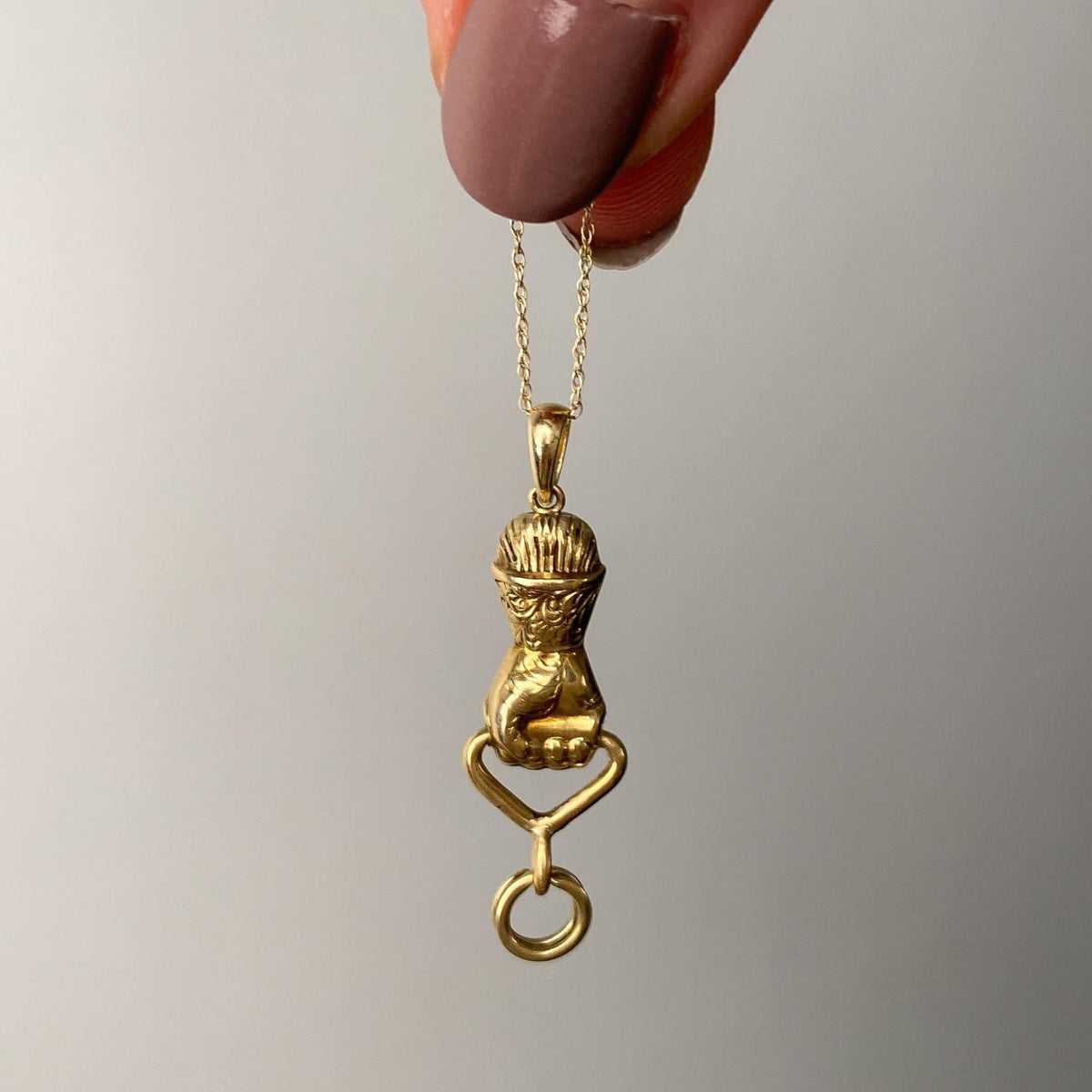 Antique Hand Charm Holder of 14k and 18k Gold - Trademark Antiques