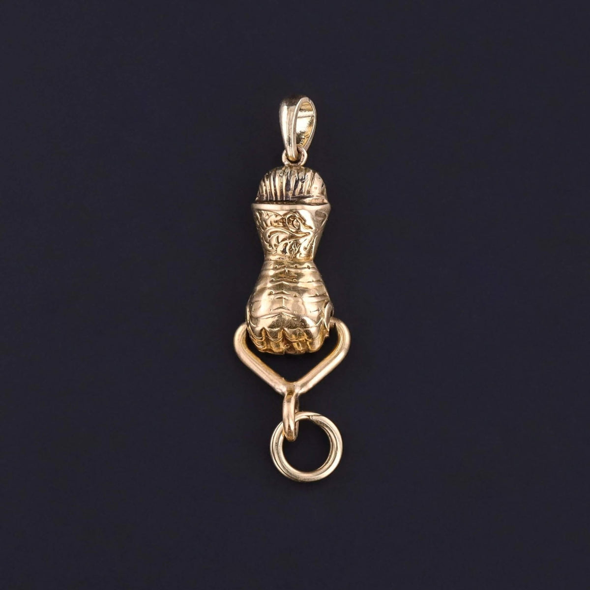 Antique Hand Charm Holder of 14k and 18k Gold - Trademark Antiques