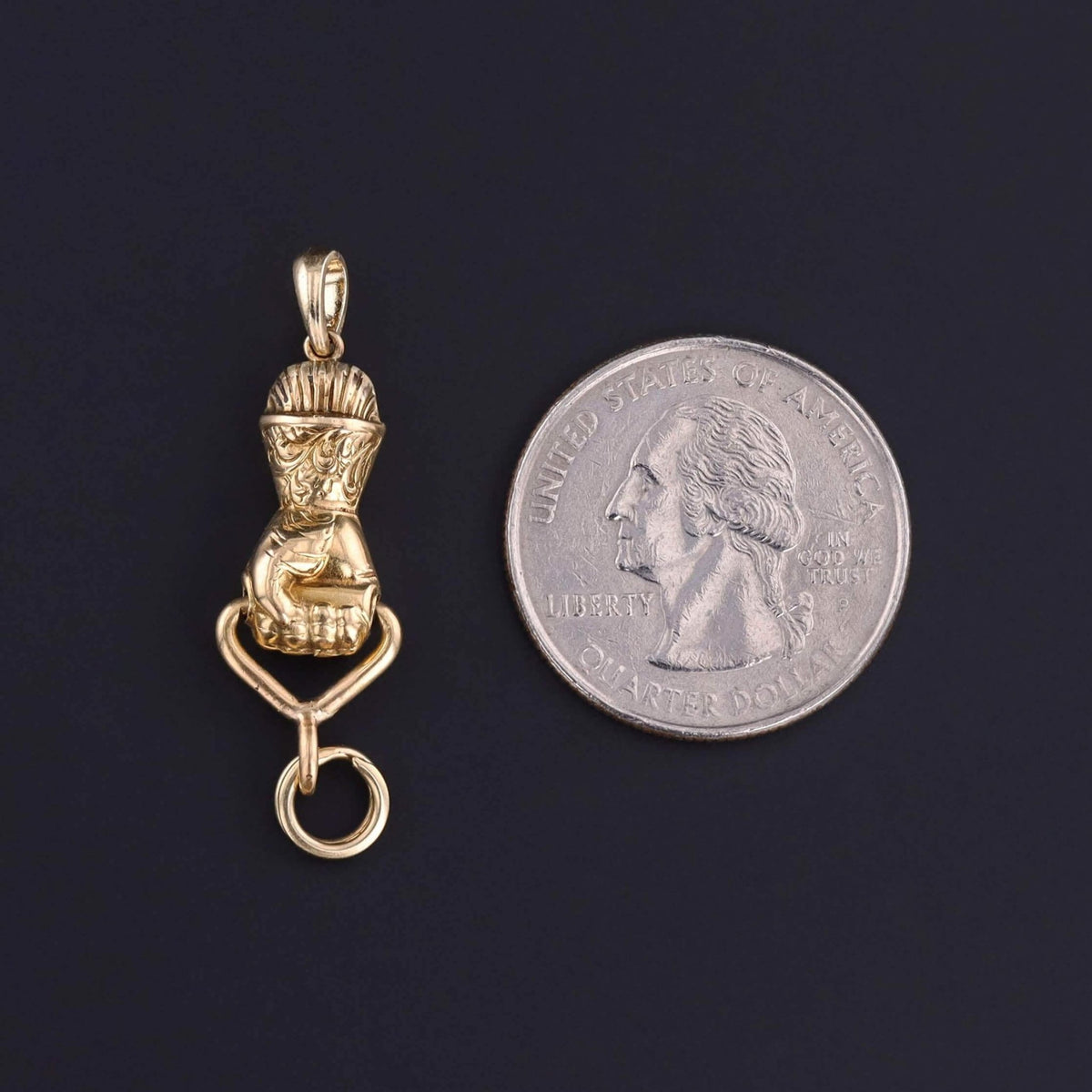 Antique Hand Charm Holder of 14k and 18k Gold - Trademark Antiques
