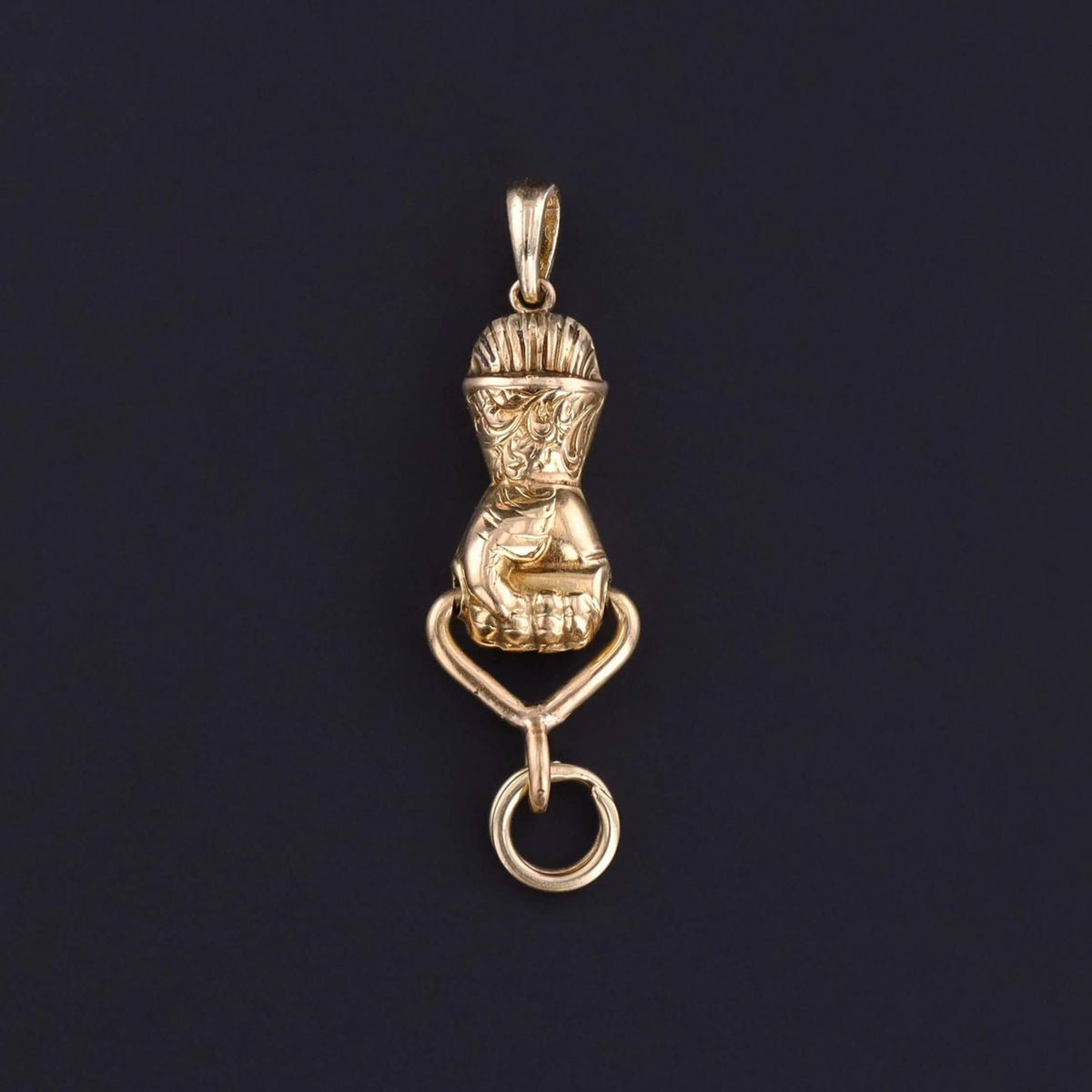 Antique Hand Charm Holder of 14k and 18k Gold - Trademark Antiques