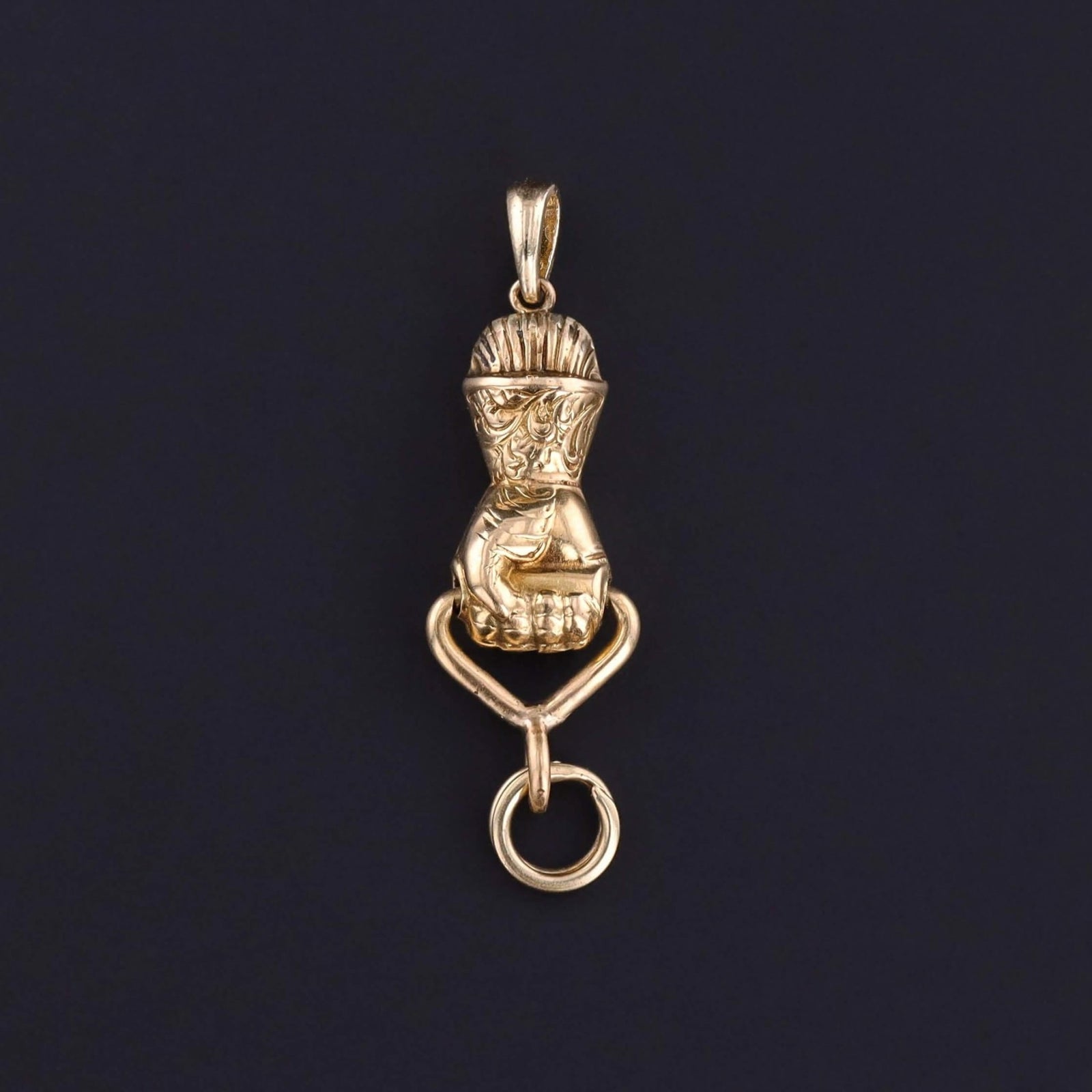 Antique Hand Charm Holder of 14k and 18k Gold - Trademark Antiques