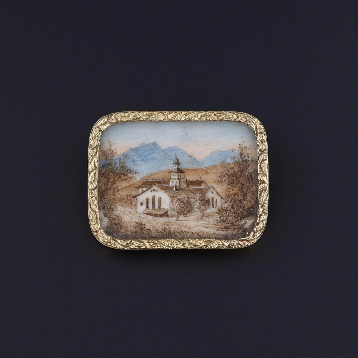 Antique Hand Painted Miniature Brooch - Trademark Antiques