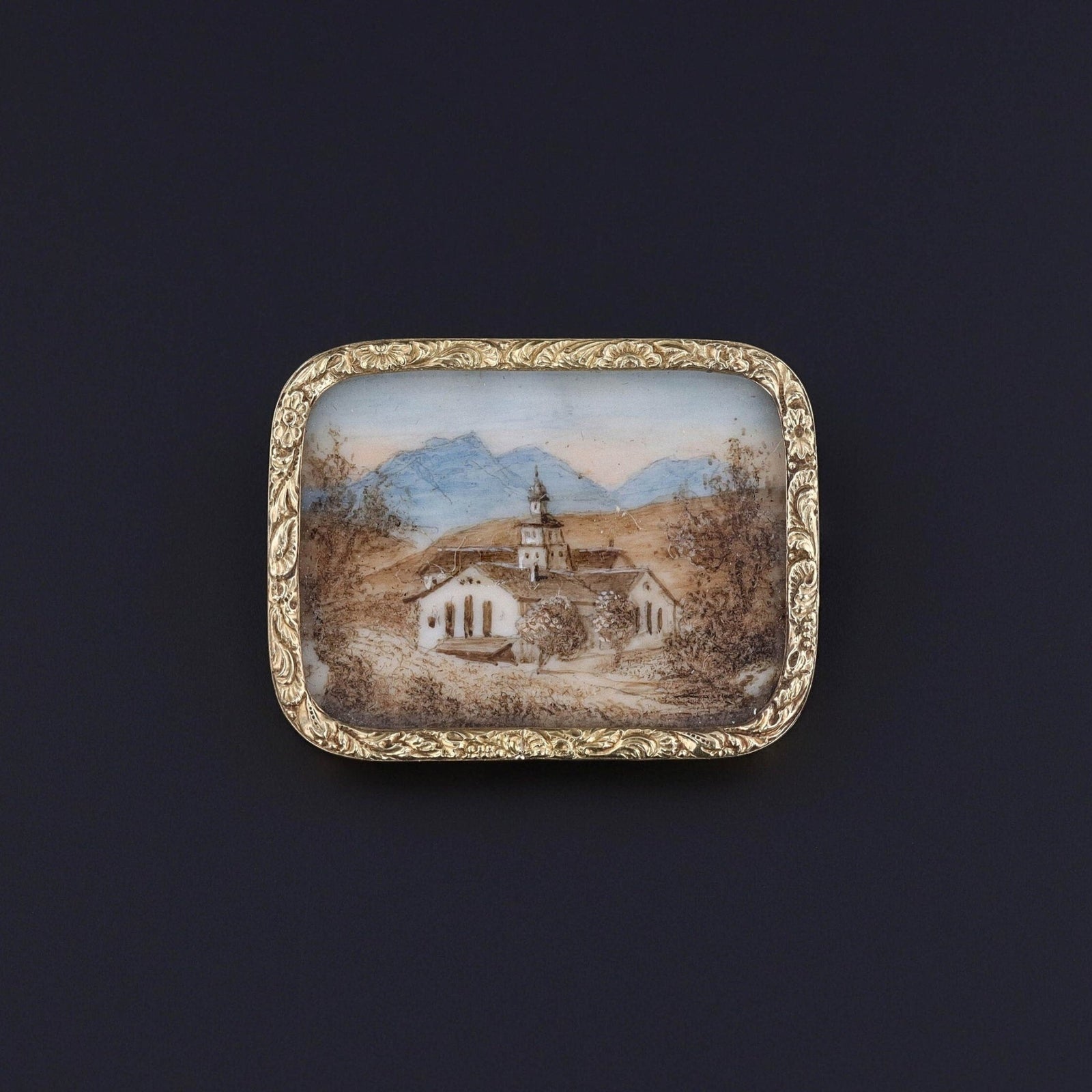 Antique Hand Painted Miniature Brooch - Trademark Antiques