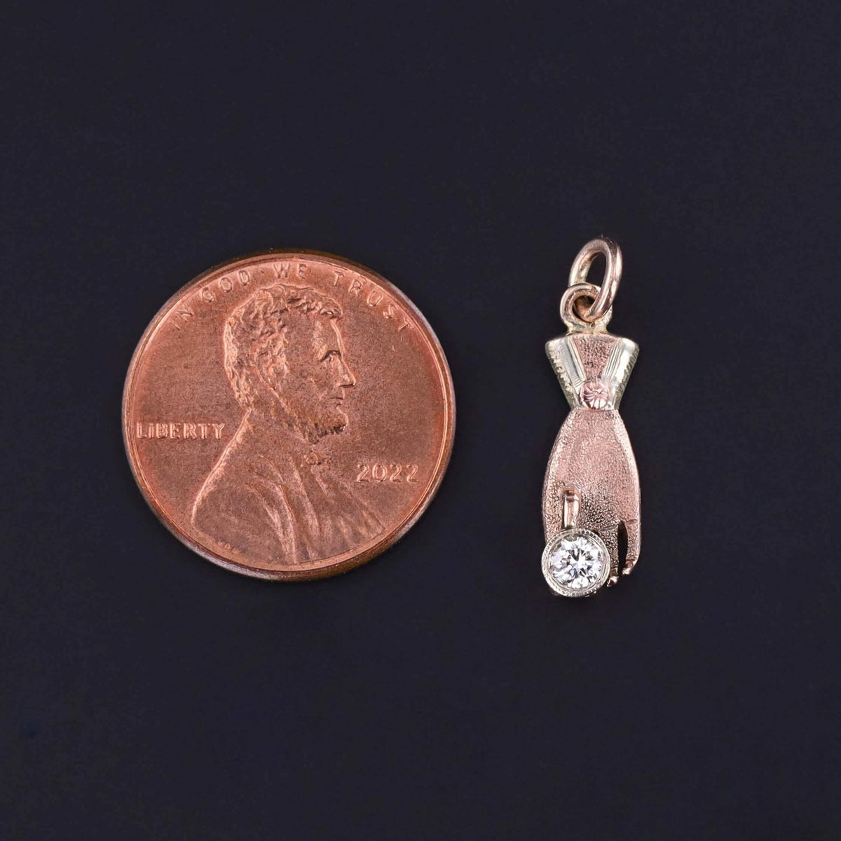 Antique Hand with Diamond Charm of 9ct Gold - Trademark Antiques