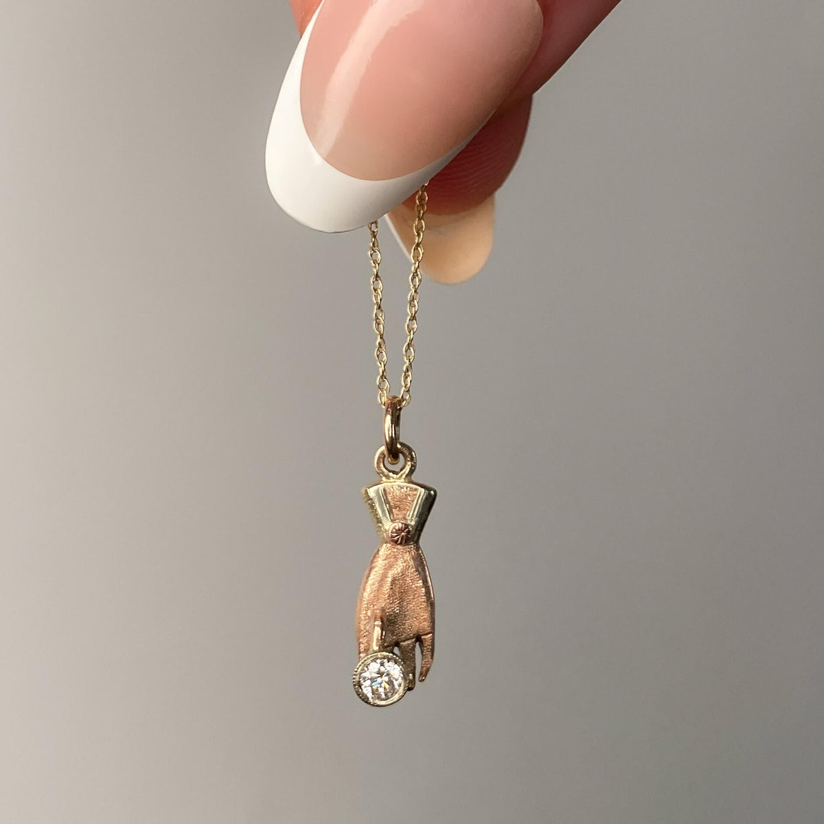 Antique Hand with Diamond Charm of 9ct Gold - Trademark Antiques