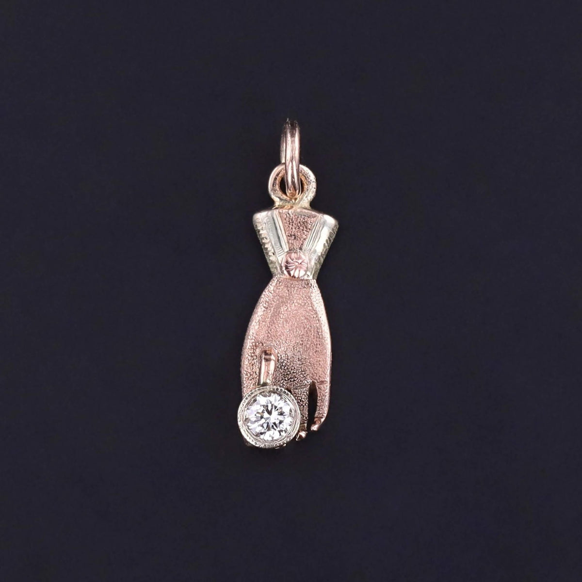 Antique Hand with Diamond Charm of 9ct Gold - Trademark Antiques