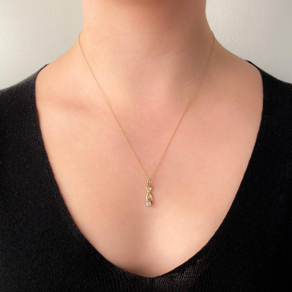 Antique Hand with Diamond Charm of 9ct Gold - Trademark Antiques