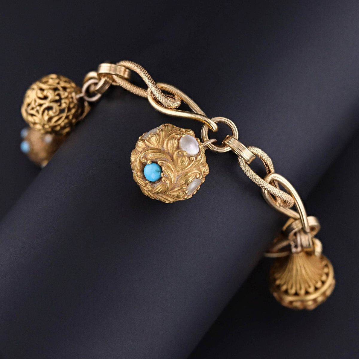 Antique Hatpin Charm Bracelet of 14k &amp; 18k Gold - Trademark Antiques