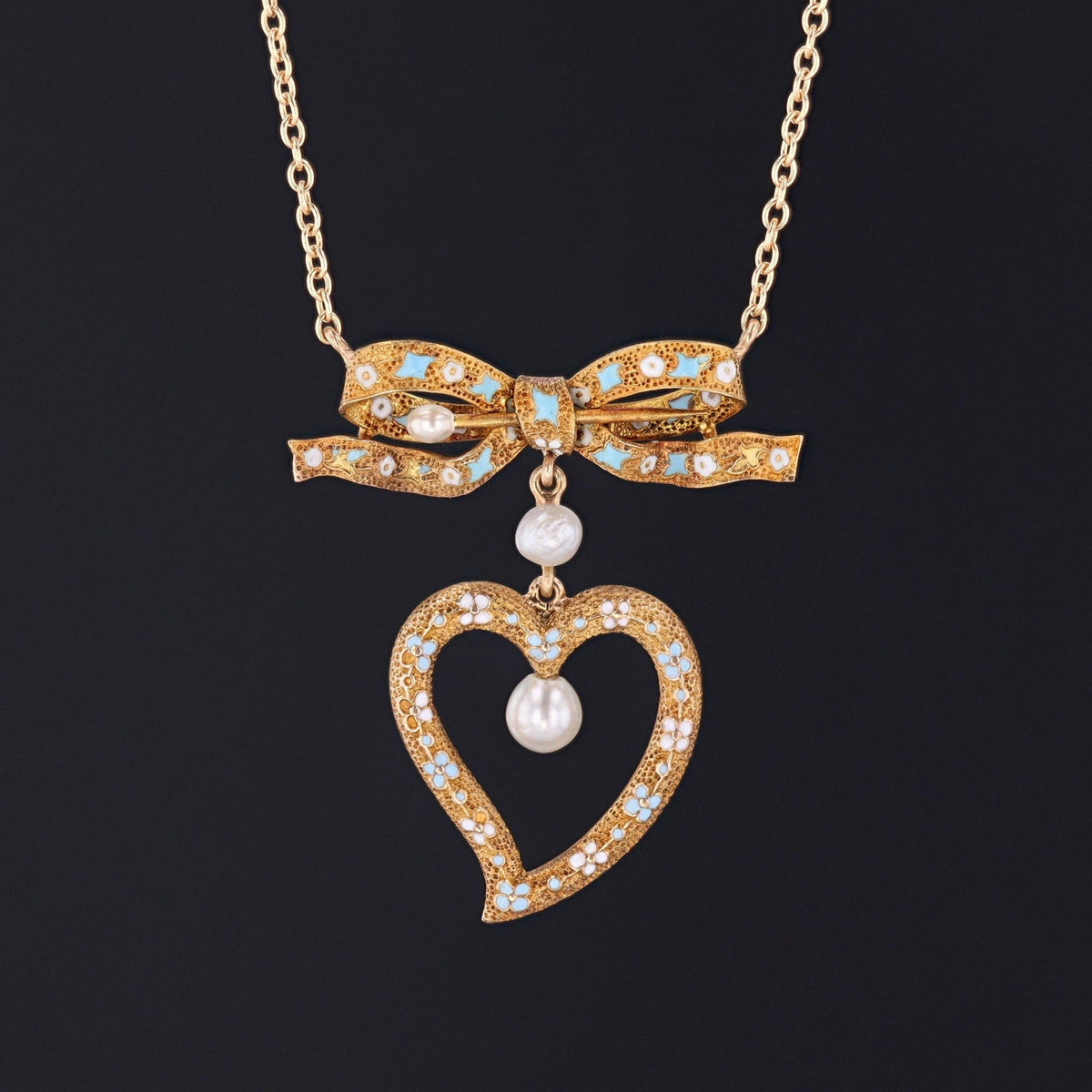 Antique Heart Conversion Necklace of 14k Gold - Trademark Antiques