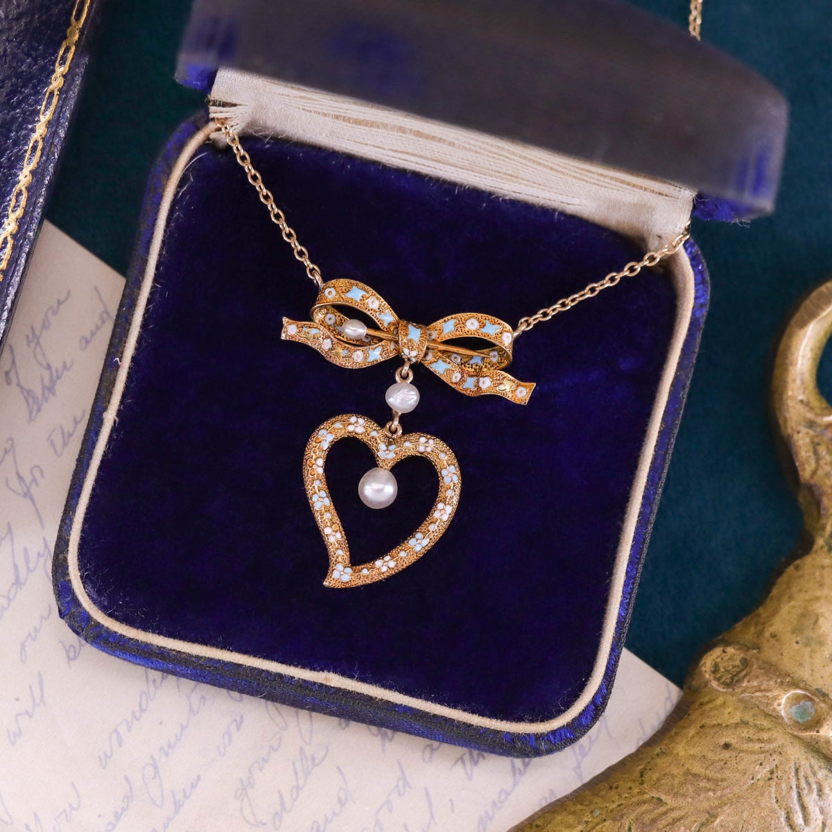 Antique Heart Conversion Necklace of 14k Gold - Trademark Antiques