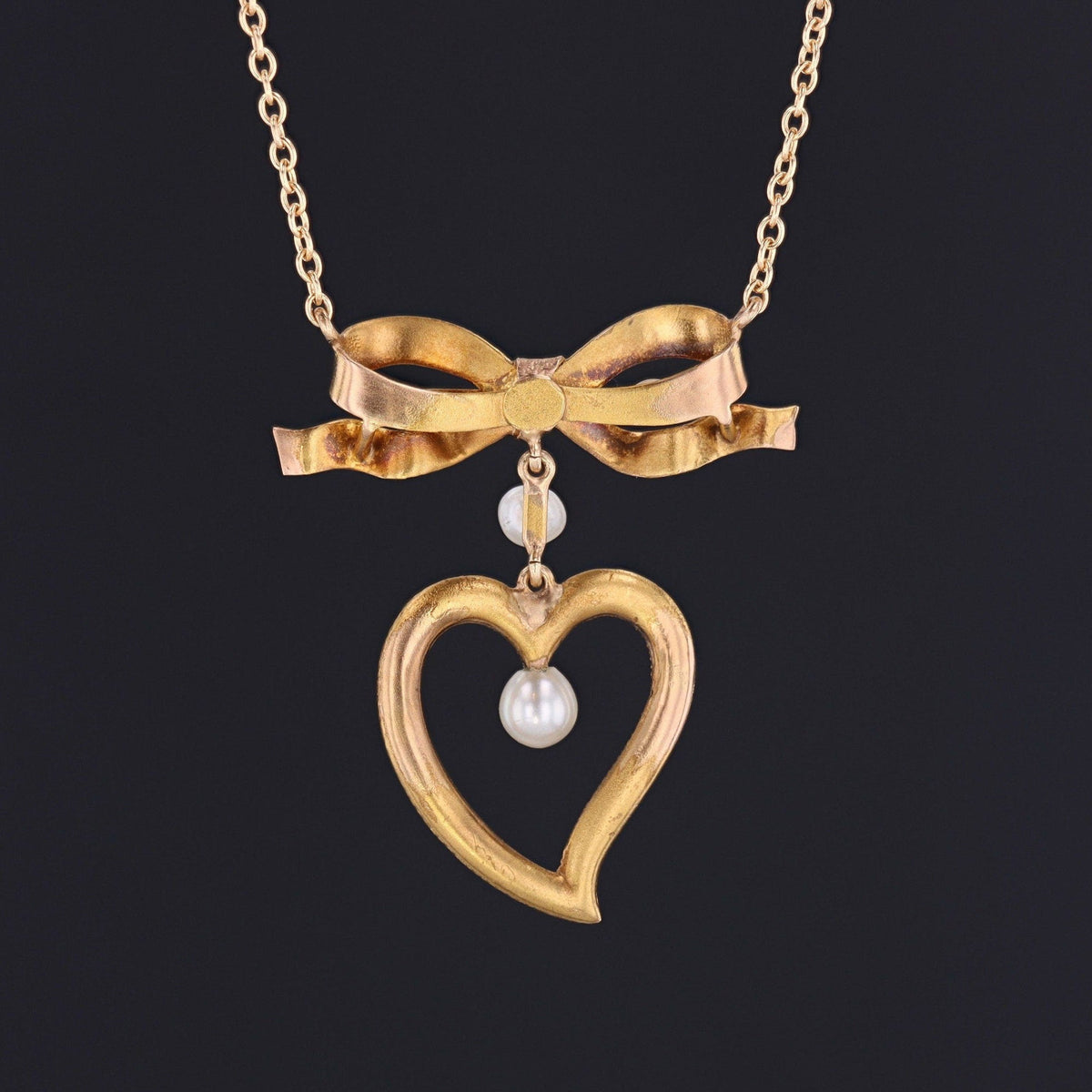 Antique Heart Conversion Necklace of 14k Gold - Trademark Antiques