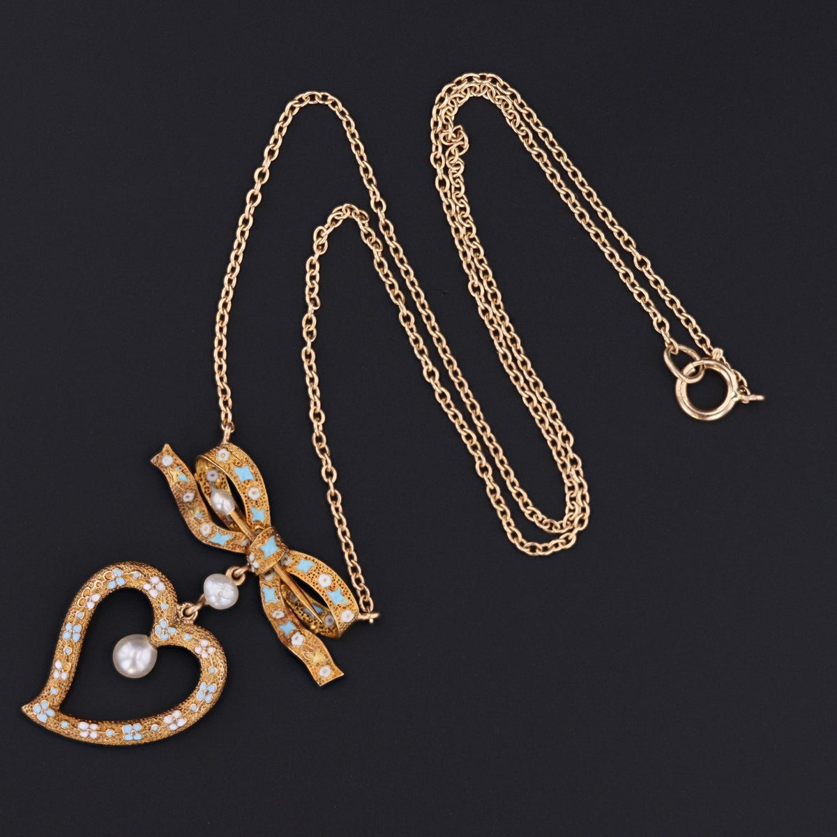 Antique Heart Conversion Necklace of 14k Gold - Trademark Antiques