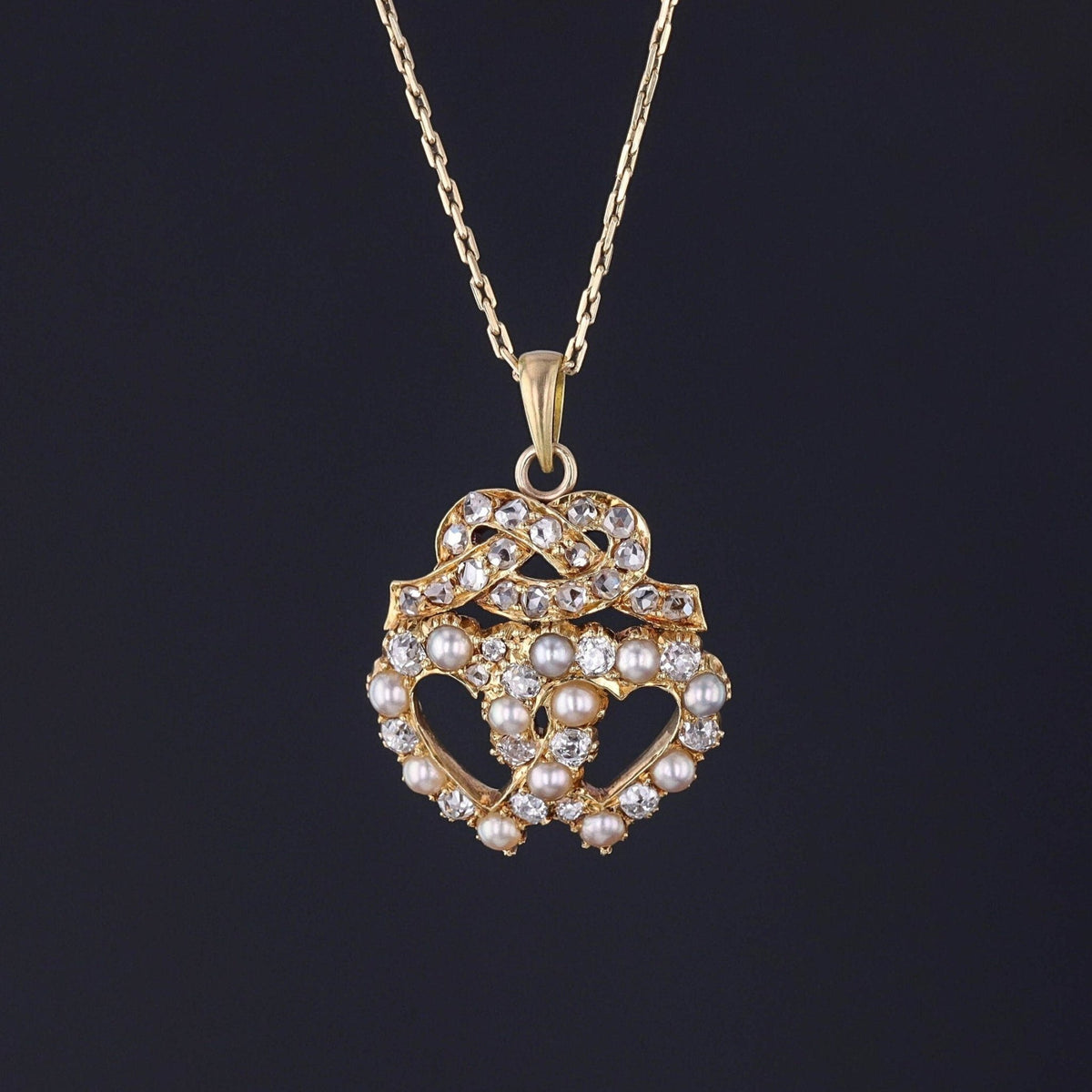 Antique Heart Pendant of 18k Gold with Optional 14k Chain - Trademark Antiques