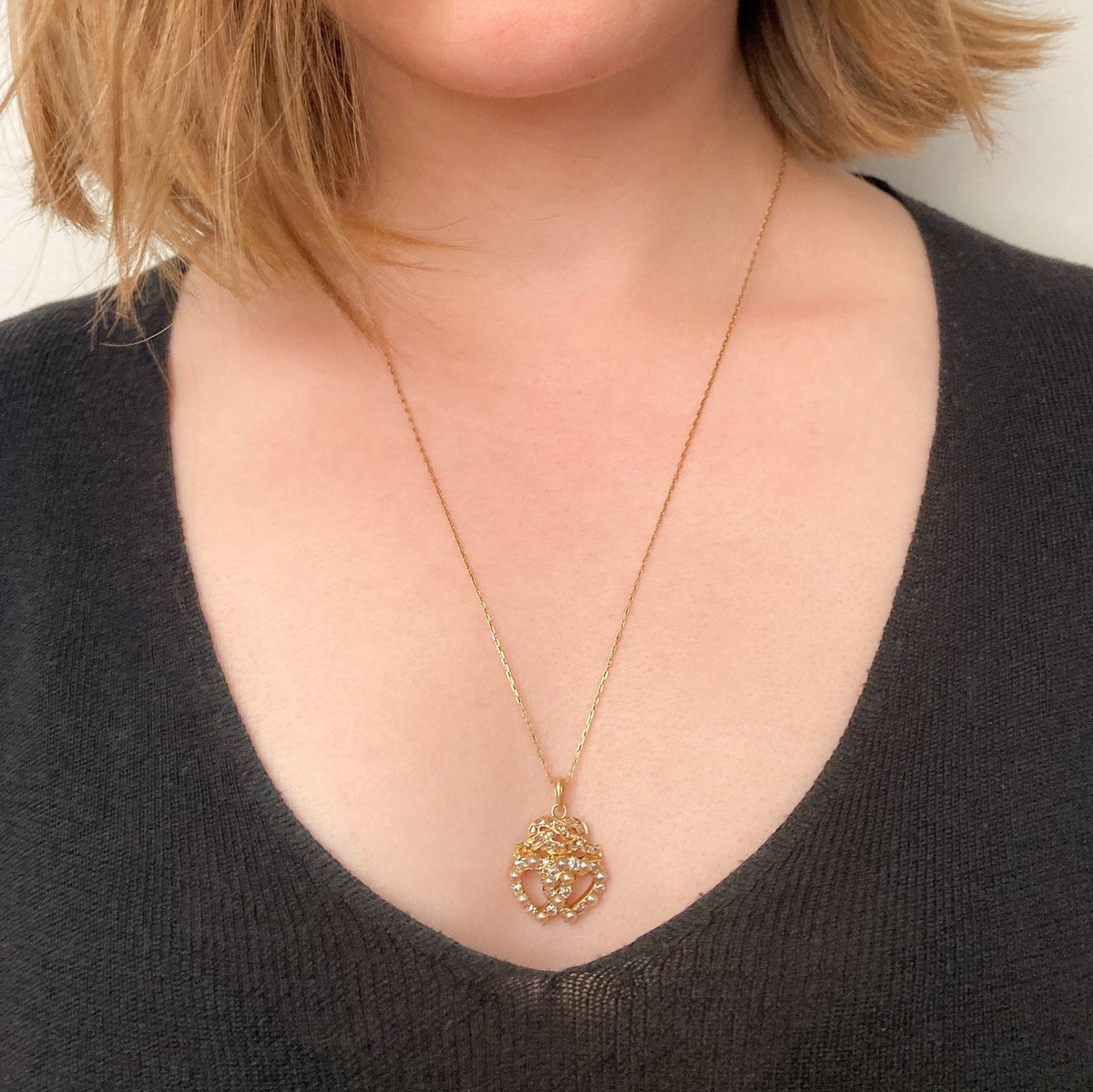 Antique Heart Pendant of 18k Gold with Optional 14k Chain - Trademark Antiques
