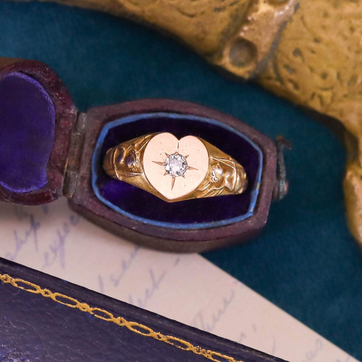 Antique Heart Signet Ring of 10k Gold - Trademark Antiques