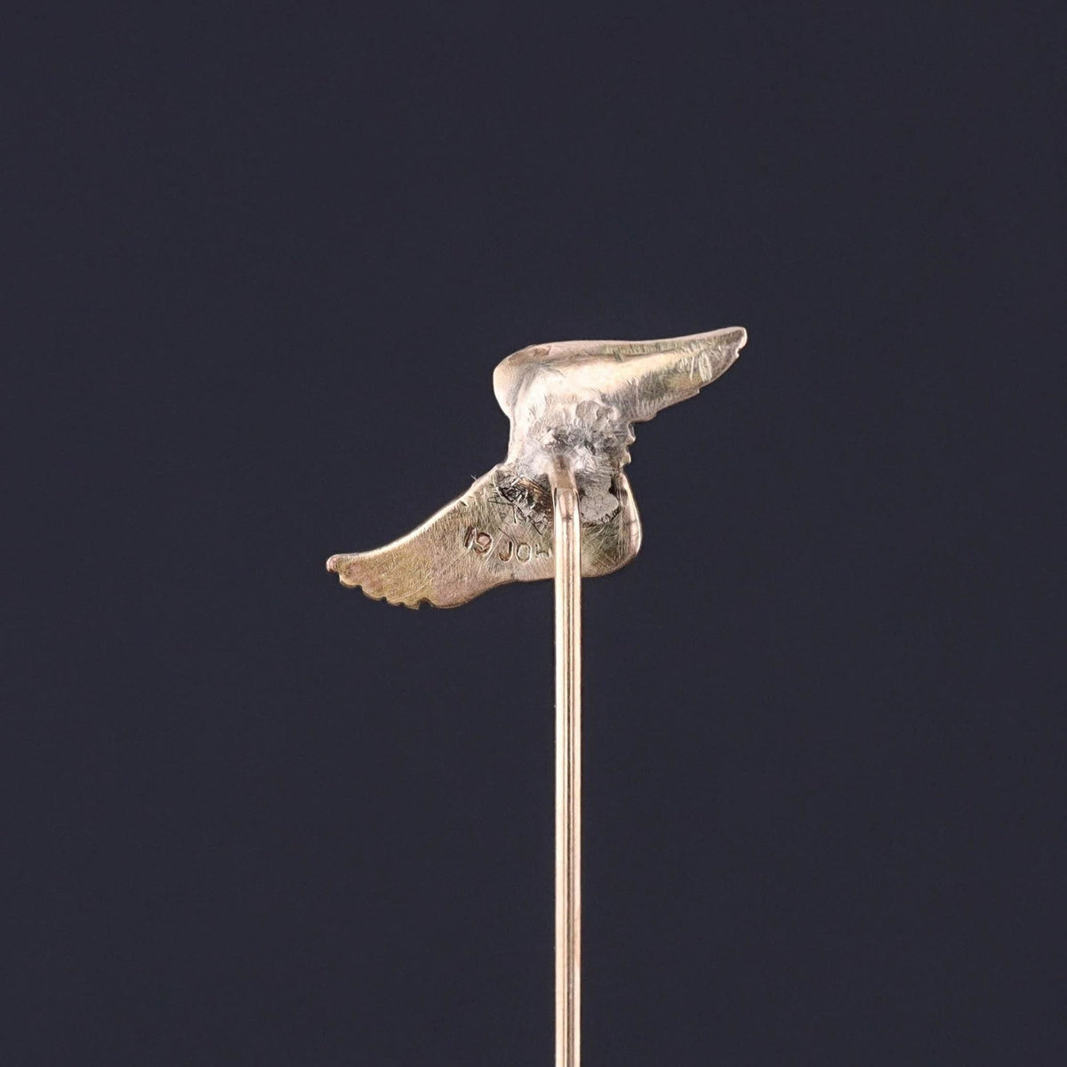 Antique Hermes Winged Foot Stickpin of 14k Gold - Trademark Antiques