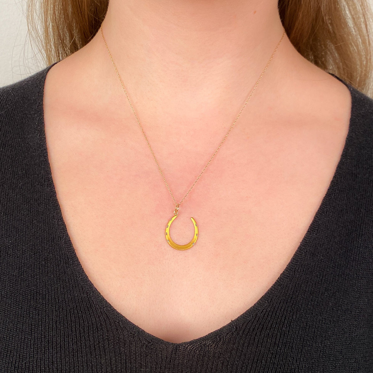 Antique Horseshoe Conversion Charm of 14k Gold - Trademark Antiques