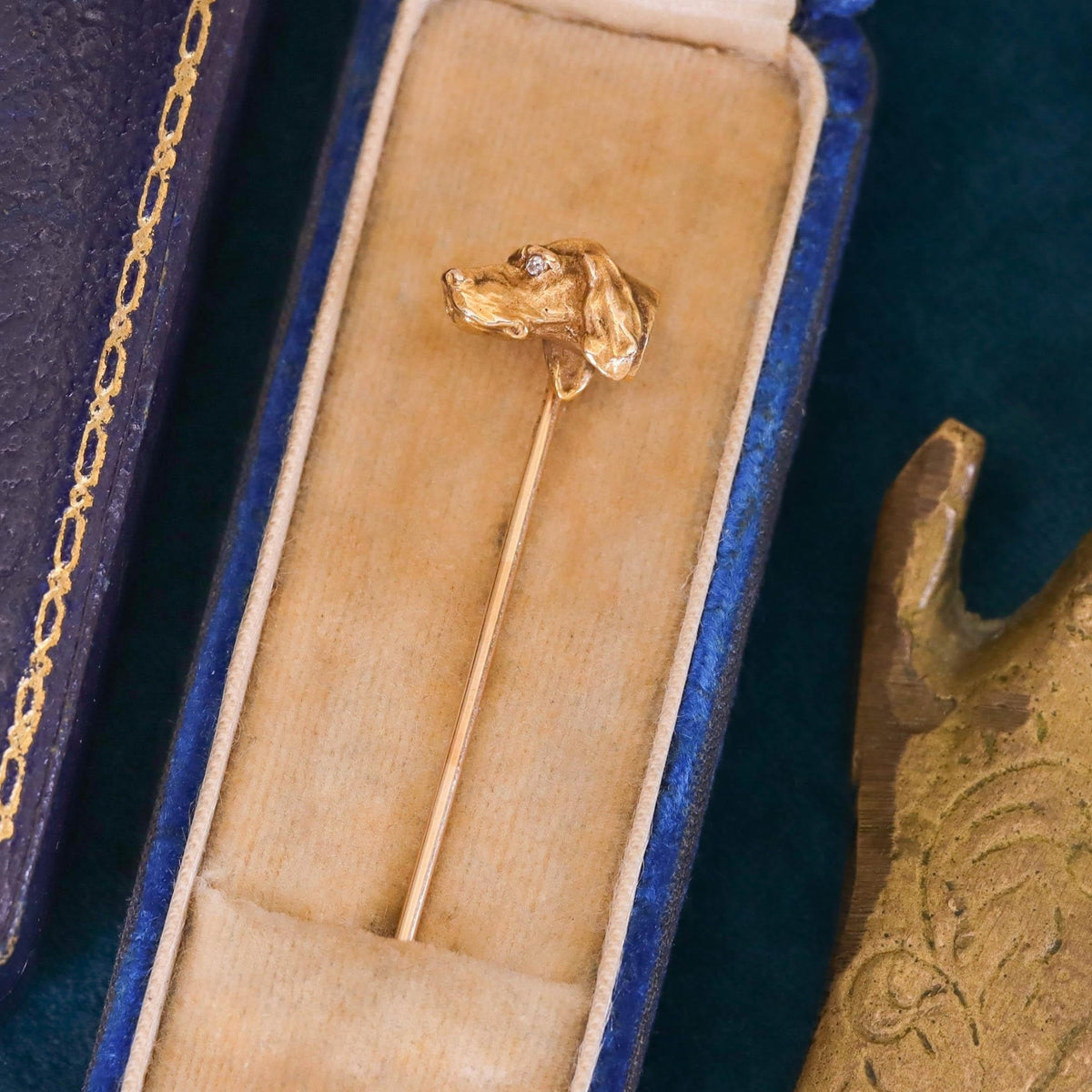 Antique Hound Dog Stickpin of 14k Gold - Trademark Antiques