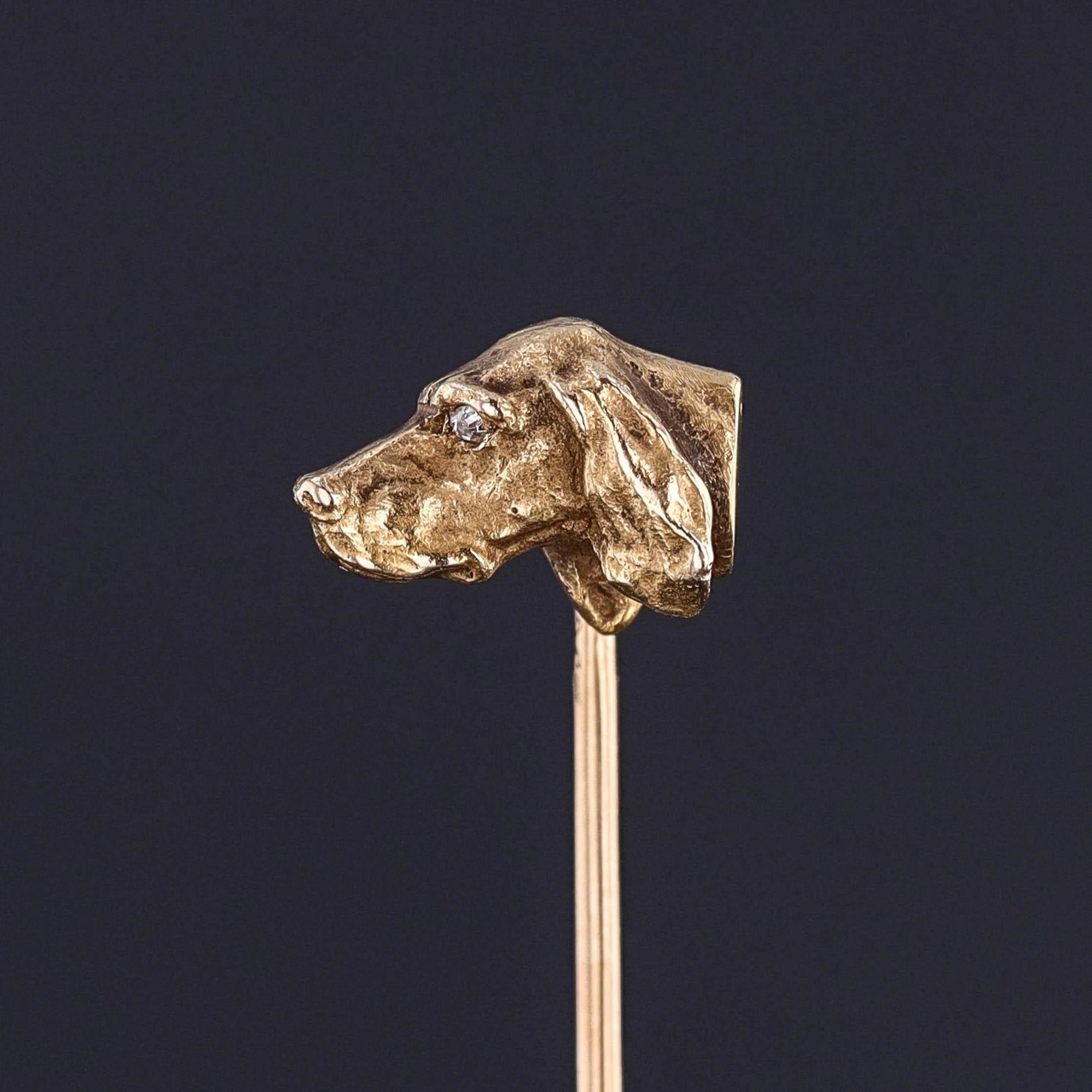 Antique Hound Dog Stickpin of 14k Gold - Trademark Antiques
