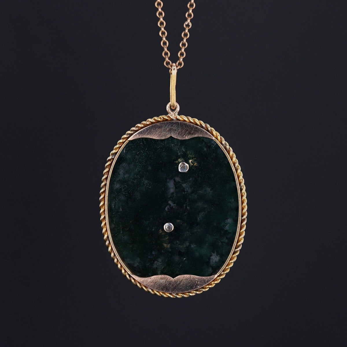 Antique Insect on Agate Conversion Pendant of 14k Gold - Trademark Antiques