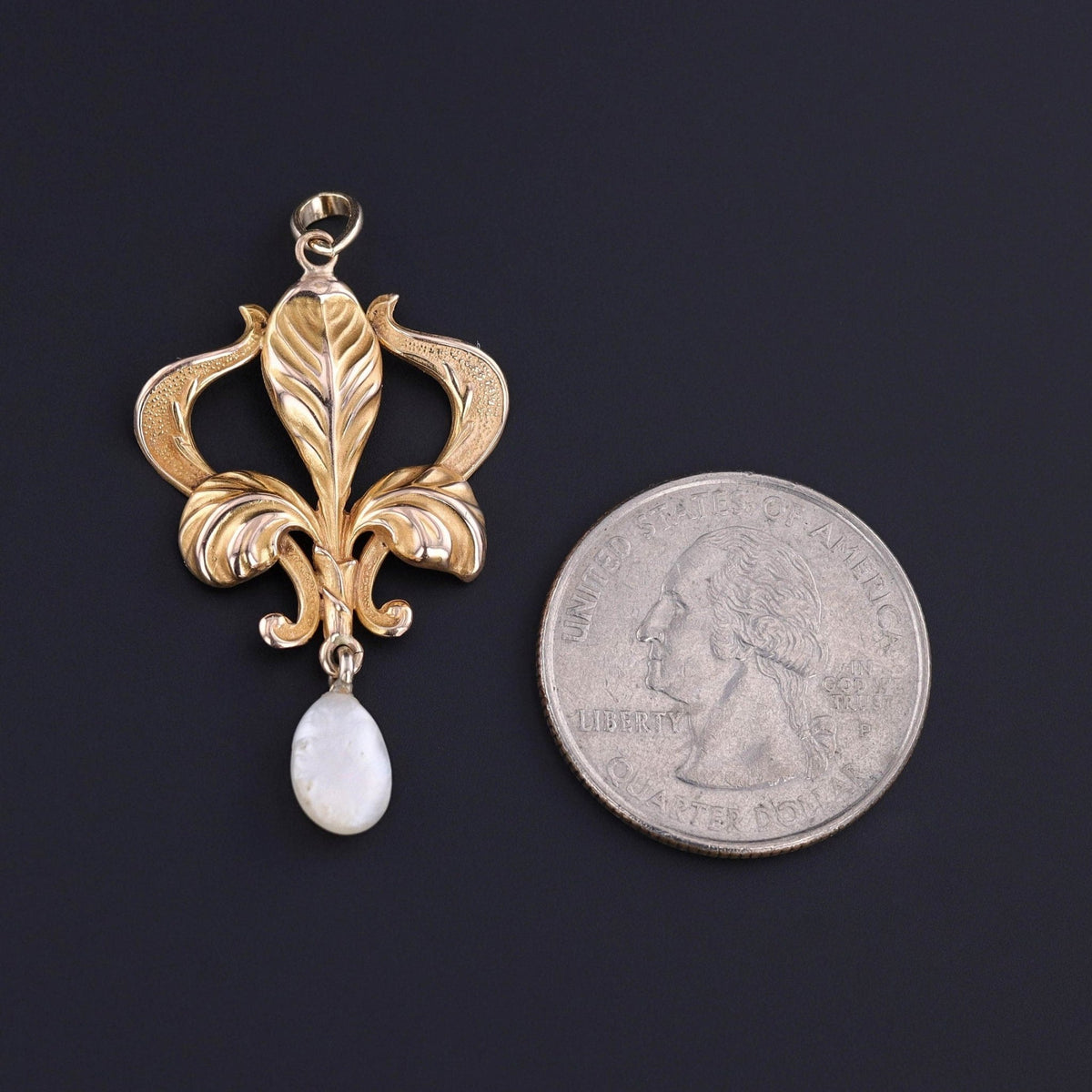 Antique Iris Pendant of 10k Gold - Trademark Antiques