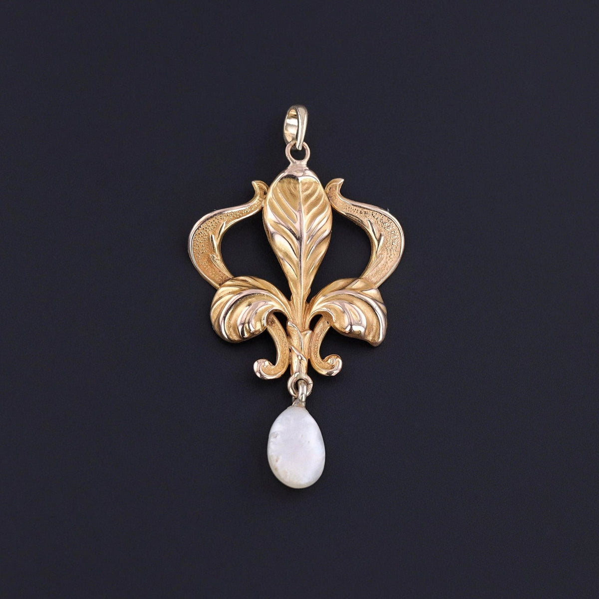 Antique Iris Pendant of 10k Gold - Trademark Antiques