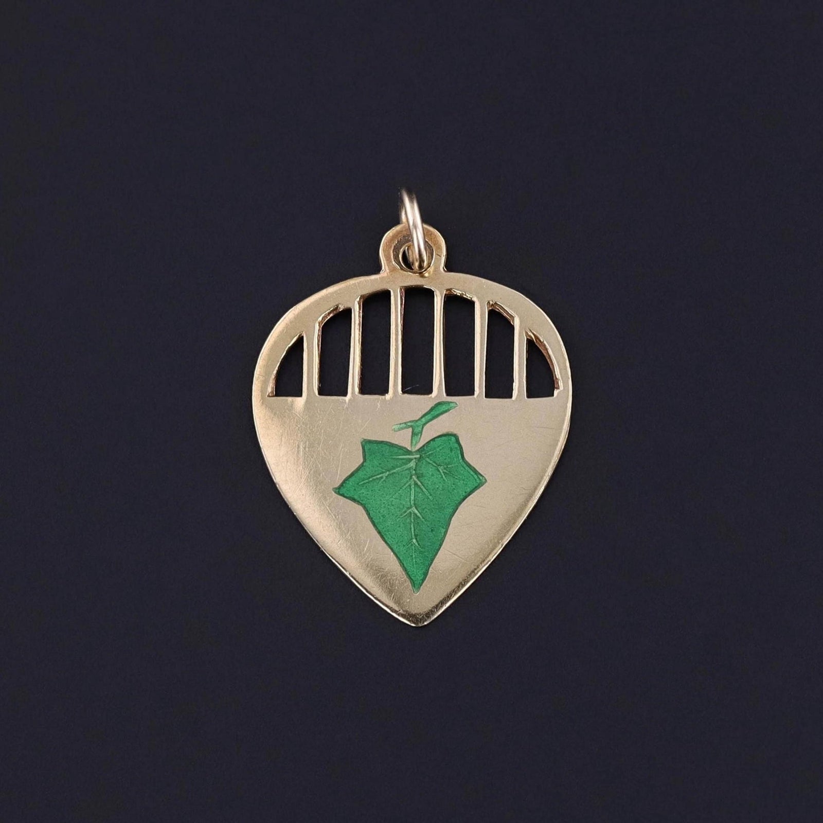 Antique Ivy Pendant Charm of 18k Gold - Trademark Antiques