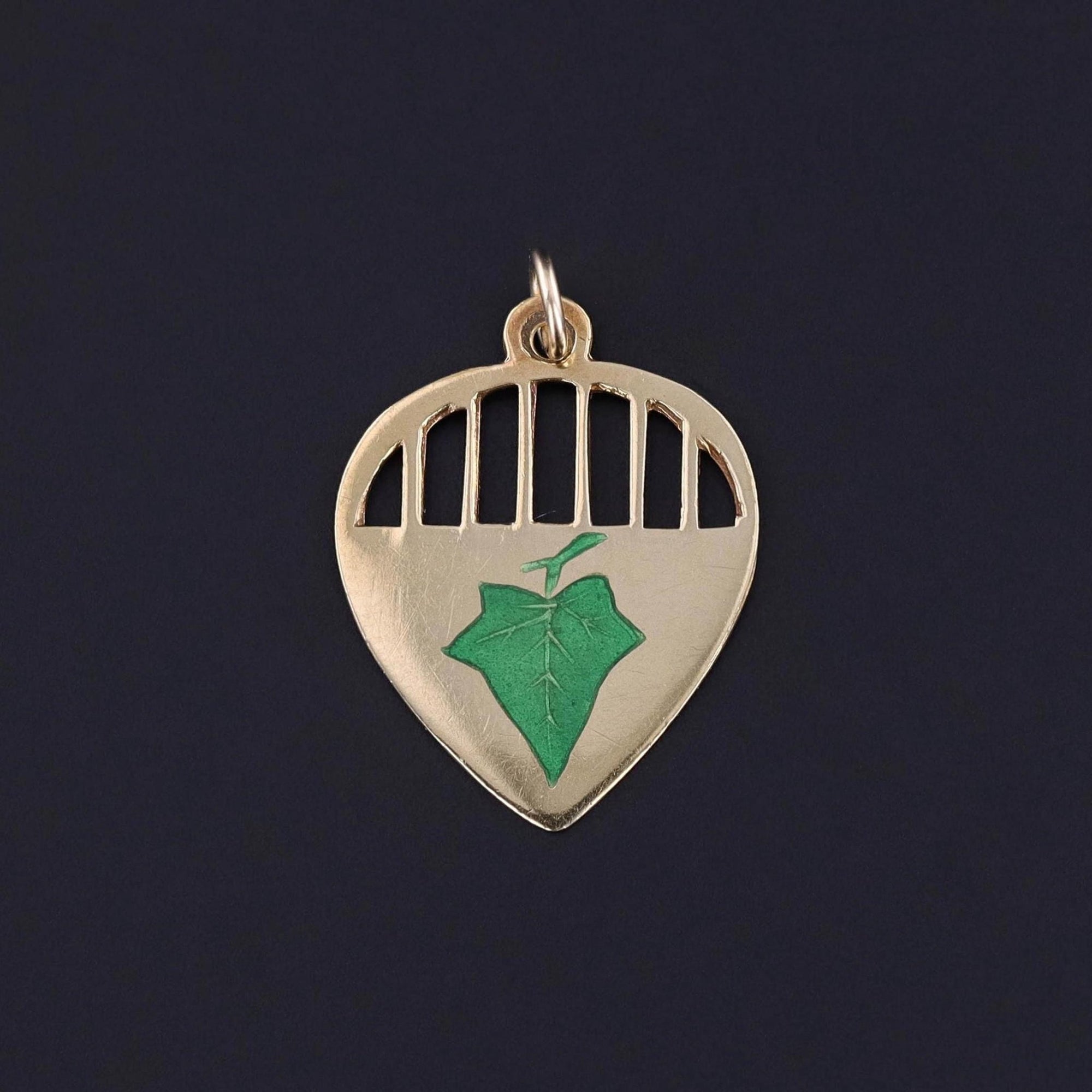 Antique Ivy Pendant Charm of 18k Gold - Trademark Antiques