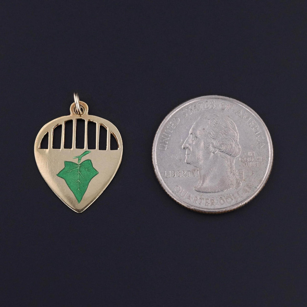 Antique Ivy Pendant Charm of 18k Gold - Trademark Antiques