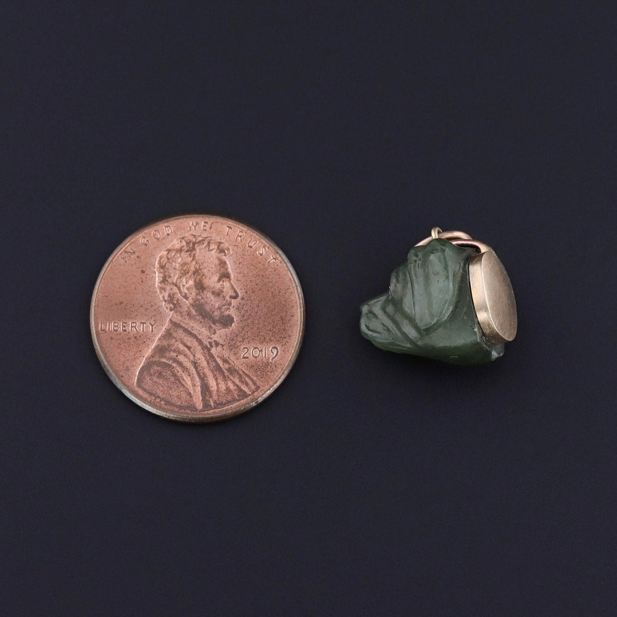Antique Jade Dog Charm of 14k Gold - Trademark Antiques