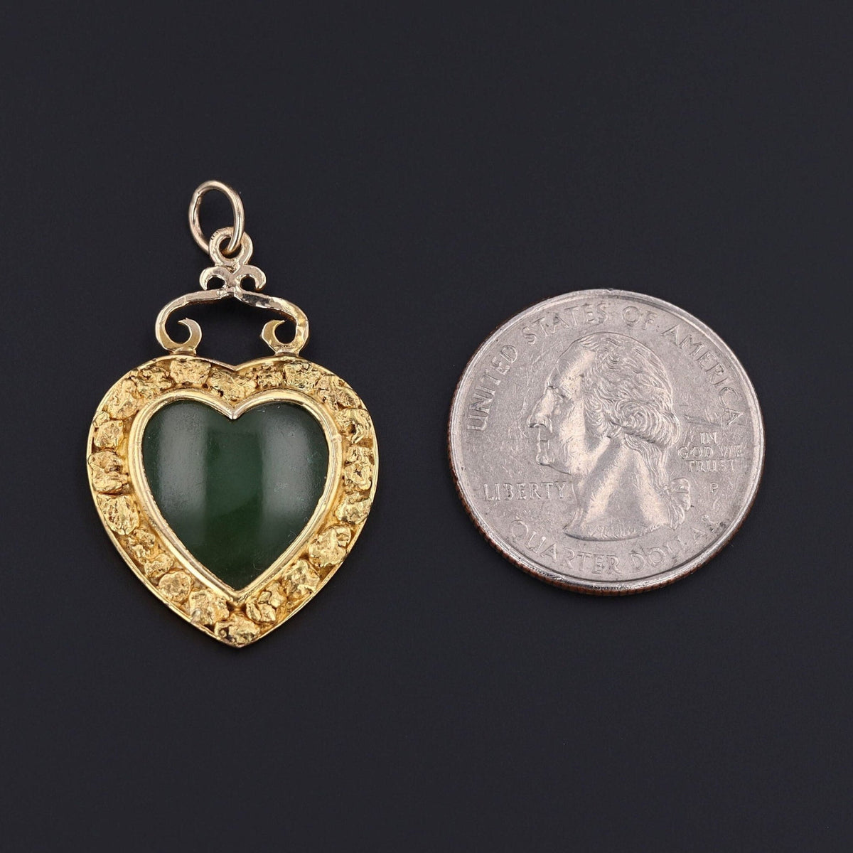 Antique Jade Heart Pendant of 14k Gold - Trademark Antiques
