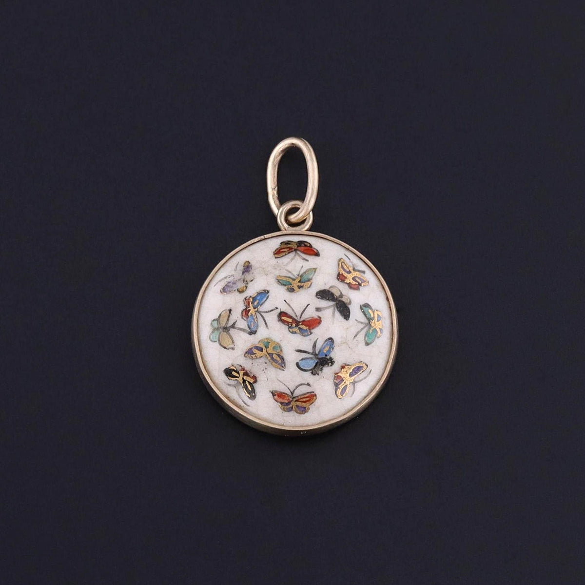 Antique Japanese Enamel Butterfly Charm of 14k Gold - Trademark Antiques