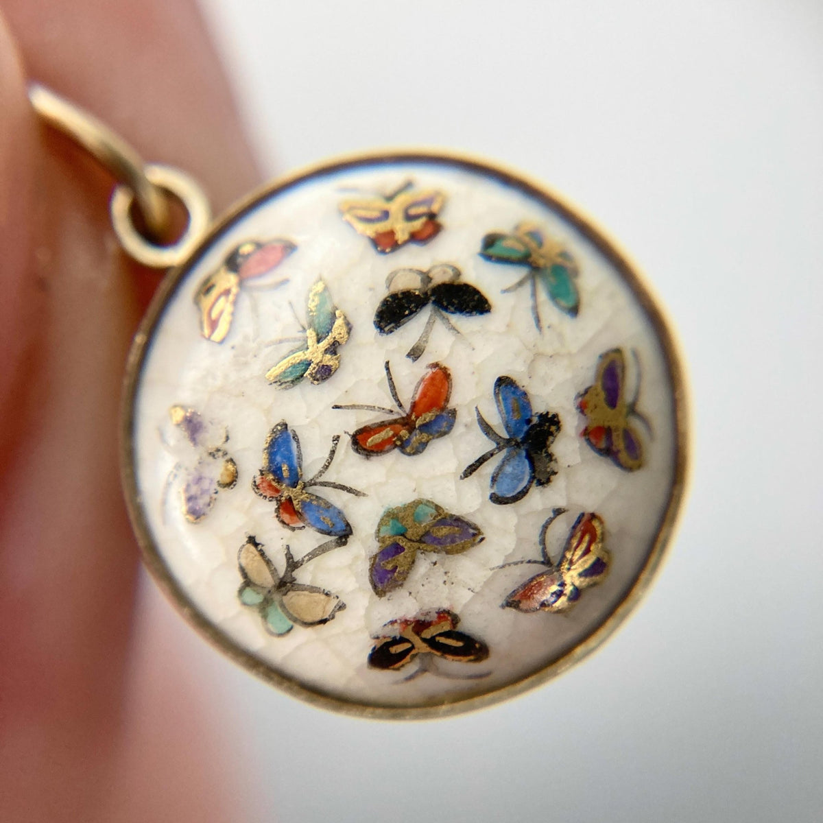 Antique Japanese Enamel Butterfly Charm of 14k Gold - Trademark Antiques