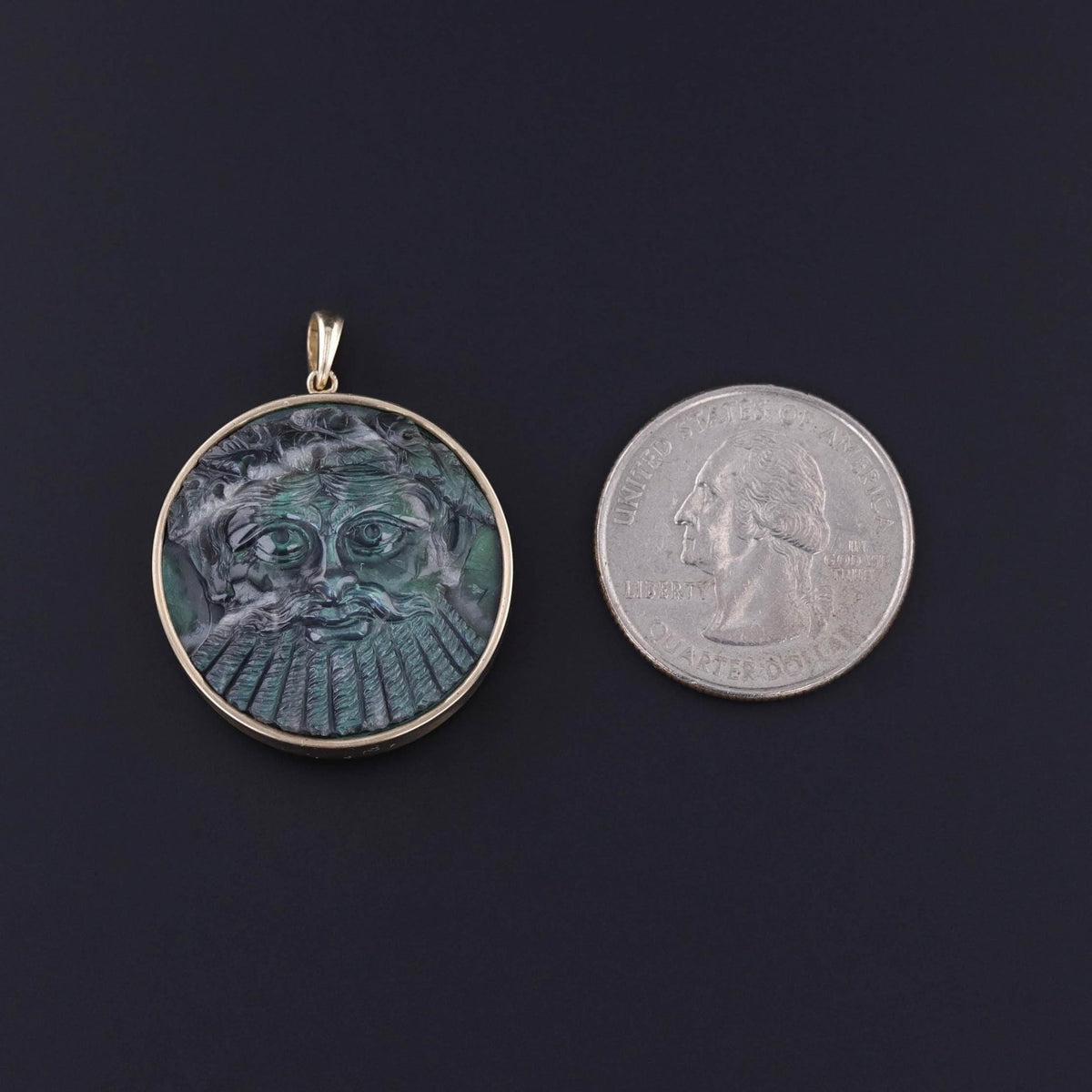 Antique Labradorite Dionysus Pendant of 14k Gold - Trademark Antiques