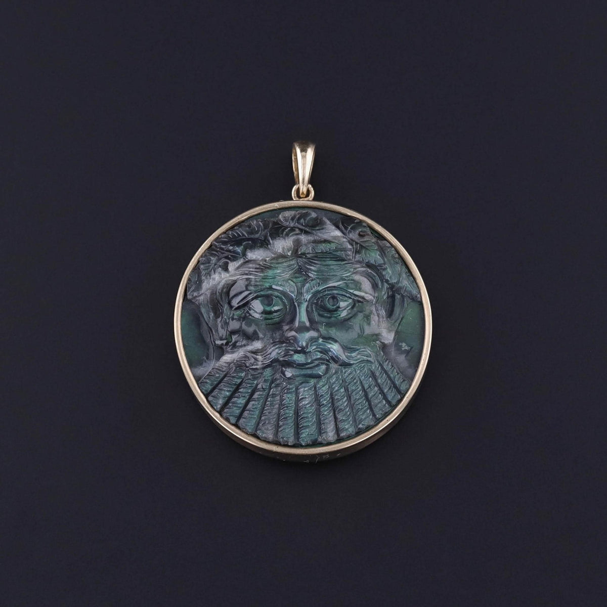 Antique Labradorite Dionysus Pendant of 14k Gold - Trademark Antiques