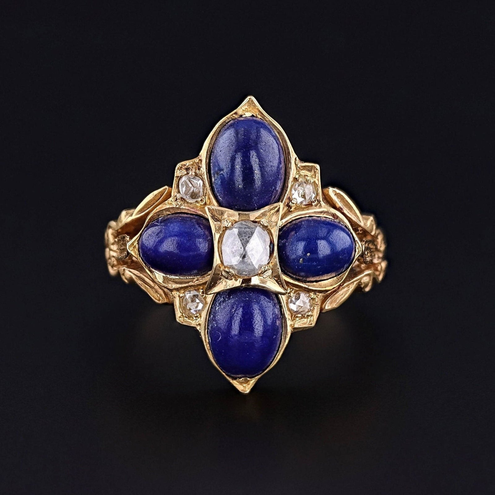 Antique Lapis Lazuli and Diamond Ring of 15ct Gold - Trademark Antiques