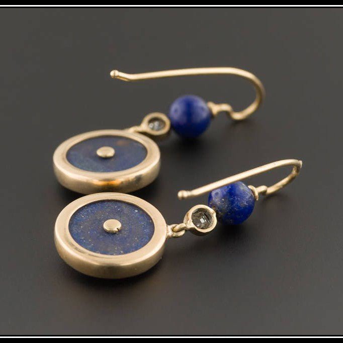 Antique Lapis Lazuli and Diamond Swallow Bird Earrings - Trademark Antiques